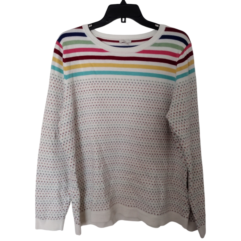Talbots multicolor White striped print sweatshirt size XL
